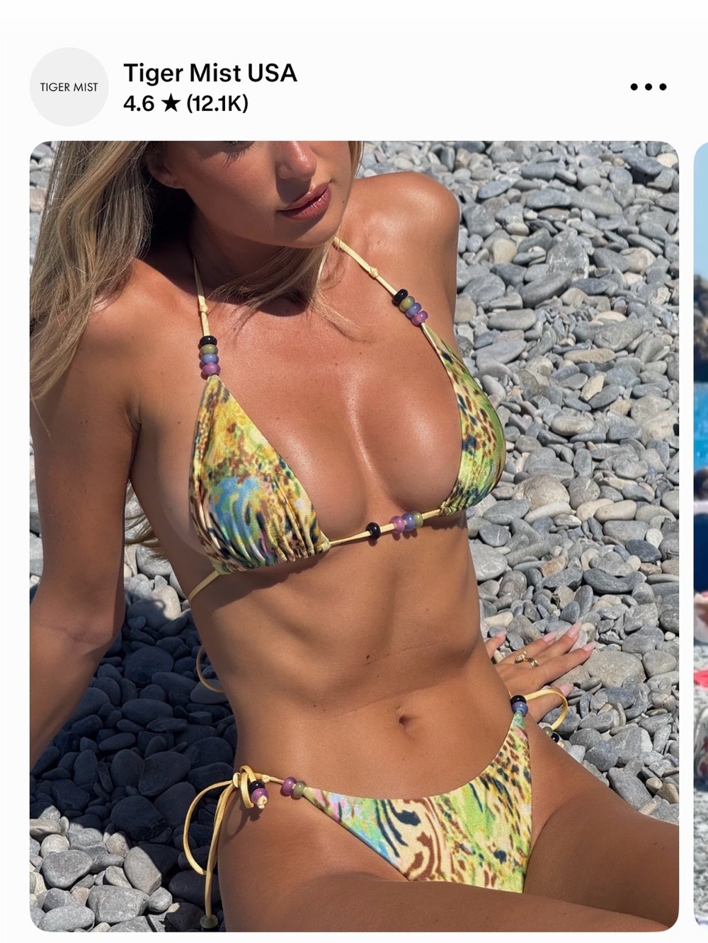 Tiger Mist Yellow Multi Beaded Triangle Bikini